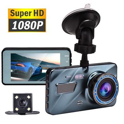 Câmera de carro DVR de lente dupla recarregável Dash Cam 1080FHD com detecção de movimento G-Sensor