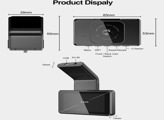 Filmadora de carro USB RGB de 3 polegadas FHD 1080P tela IPS Auto DVR Dashcam
