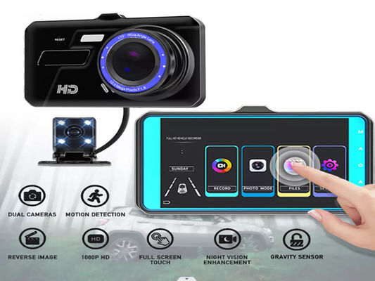 Câmera frontal e interna XINLIHANG 1080P 4 polegadas com indicador de velocidade