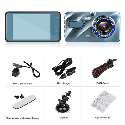 Câmera de carro DVR de lente dupla recarregável Dash Cam 1080FHD com detecção de movimento G-Sensor