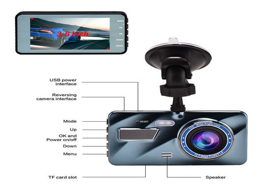 Câmeras duplas automáticas Blackbox DVR Full HD 1080P 170 graus Dash Cam IPS tela sensível ao toque