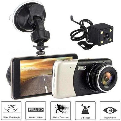 Câmera dianteira traseira dupla para carro gravador de câmera 4 polegadas frontal 1080P traseira 720P