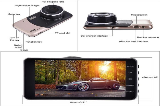 Câmera de entrada e saída panorâmica montada em painel automático inteligente 1080P 128GB