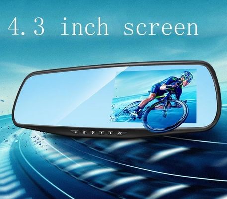 4,3 polegadas carro DVR câmera espelho painel frontal e traseira 1080p