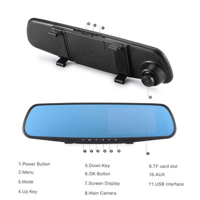 Câmera dupla OEM 2 canais Blackbox DVR Dash Cam Retrovisor Full HD 1080p