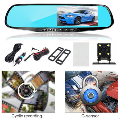 4,3&quot; LCD multicâmera ativada por movimento Dashcam DVR FHD 1080p lente dupla