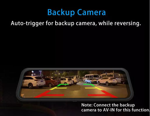 Dashcam de 9,66 polegadas ativada por movimento Full 2.5D com tela sensível ao toque frontal traseira gravação