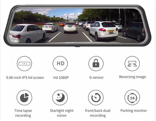 10 polegadas IPS 2.5D 4K GPS Dash Cam Dash e câmera reversa tela sensível ao toque