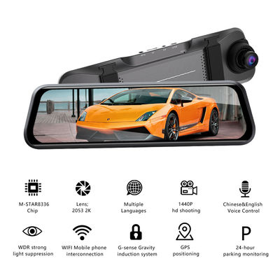 Câmera DVR para carro de 10 polegadas, visão noturna, detecção de movimento, Dash Cam 1440P