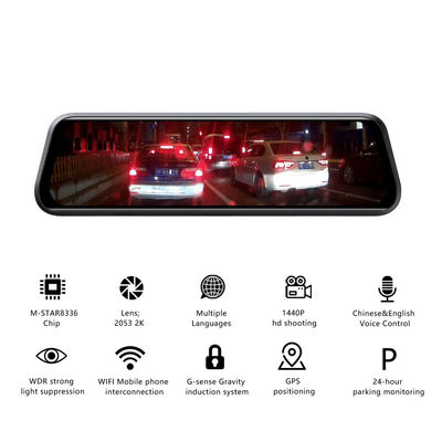 Placa de vídeo frontal traseira 1440P Blackbox Dash Cam Recorder Controle de voz AI