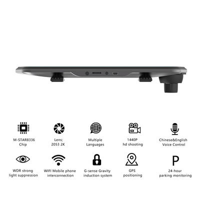 Placa de vídeo frontal traseira 1440P Blackbox Dash Cam Recorder Controle de voz AI