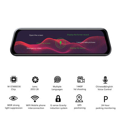 10 polegadas 1440P 1080P Dashboard Dash Cam WIFI GPS Night Vision