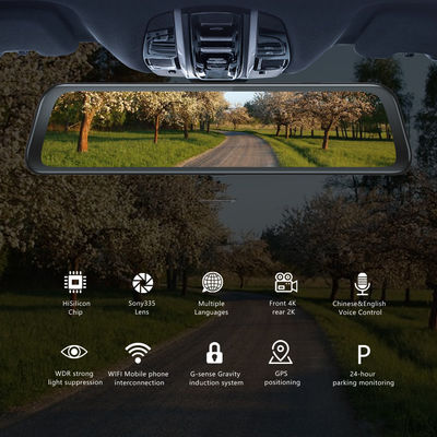 12&quot; GPS do carro Dashboard Camera Espelho retrovisor Dash Cam DVR 4G 1080P WIFI APP