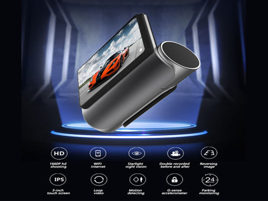 Carro ADAS Touchscreen Dash Cam WIFI GPS Lente dupla Gravador DVR embutido