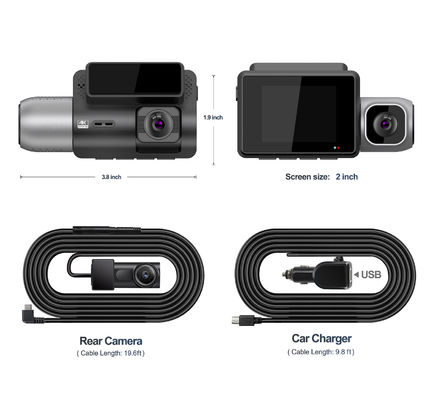 Display IPS 4K Sony Vision Board Dash Cam com câmera de cabine 3 canais