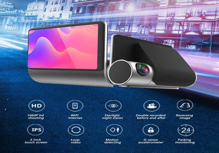 Monitor de estacionamento gravação de ciclo Full HD carro DVR 1080p Dashcams para carros
