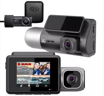 Carro IPS 4K Wifi GPS 1080p HD DVR Dashcam para frente e traseira interna