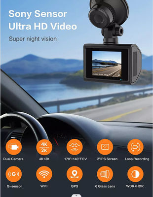 Painel de segurança do veículo GPS Tracking Dash Cam Espelho retrovisor 4K IMX335 NTK96670