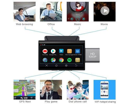 3&quot; Android 8.1 4G Dvr Câmera Frontal Câmera Carro Filmadora HD1080P Navegação GPS