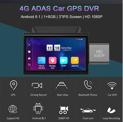 Android IPS 4G carro DVR embutido GPS navegador WIFI monitoramento remoto gravador de vídeo