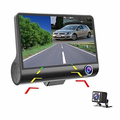 Grande angular 4 polegadas DVR digital para carro com três lentes Dash cam caixa preta gravador de vídeo sensor G