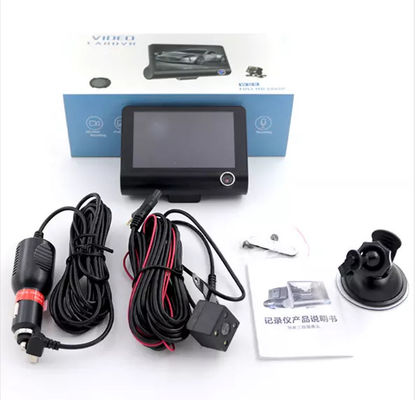 Filmadora de carro de 4 polegadas FHD 1080P lente tripla DVR câmera de painel 170 graus