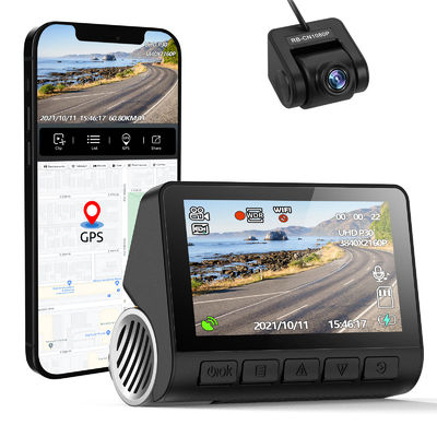 3 câmera do painel do carro DVR de WIFI GPS da came do traço da tela UHD 4K GPS do IPS da polegada